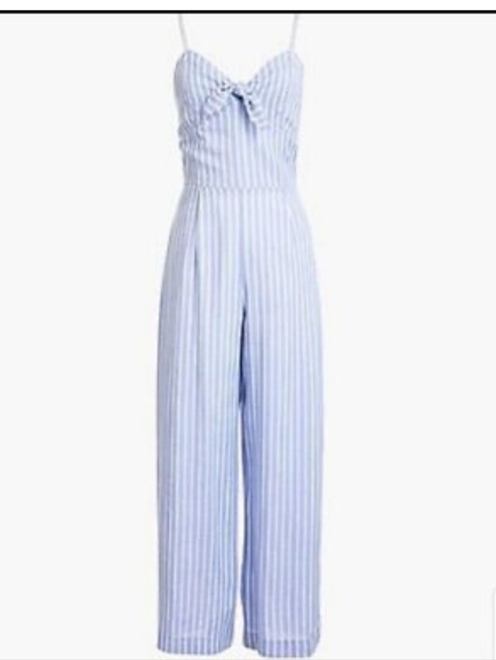 J. Crew Light Blue and White Striped Wide-Leg Jumpsuit